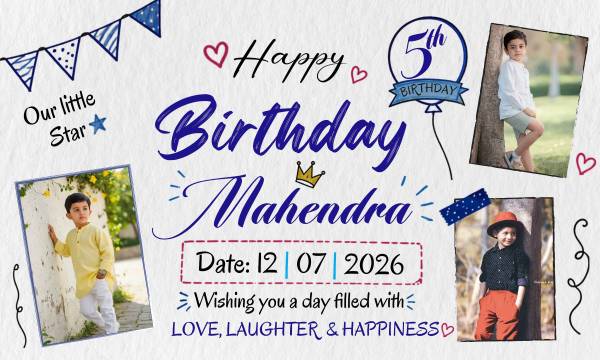 thumbnail Happy Birthday Banner PSD Template 5x3 Editable Download
